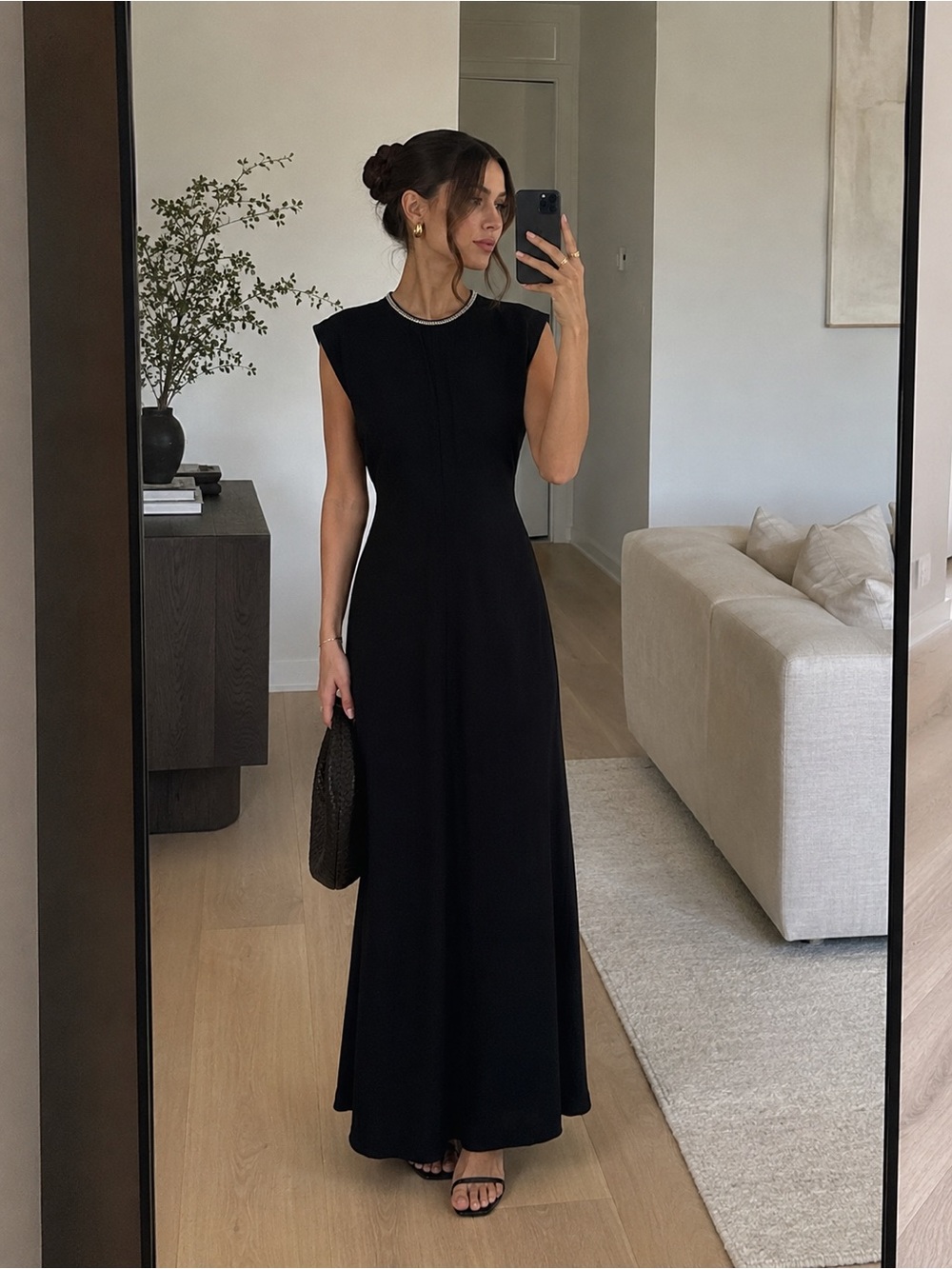 Rag & Bone Contemporary Embellished Neck Maxi Dress Black Size 0 Sleeveless